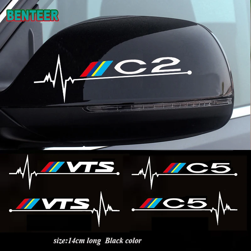 2x car rearview mirrow sticker For Citroen C4 C1 C2 C5 C3 C6 C8 C-ELYSEE VTS Sport Racing Styling Exterior Accessories