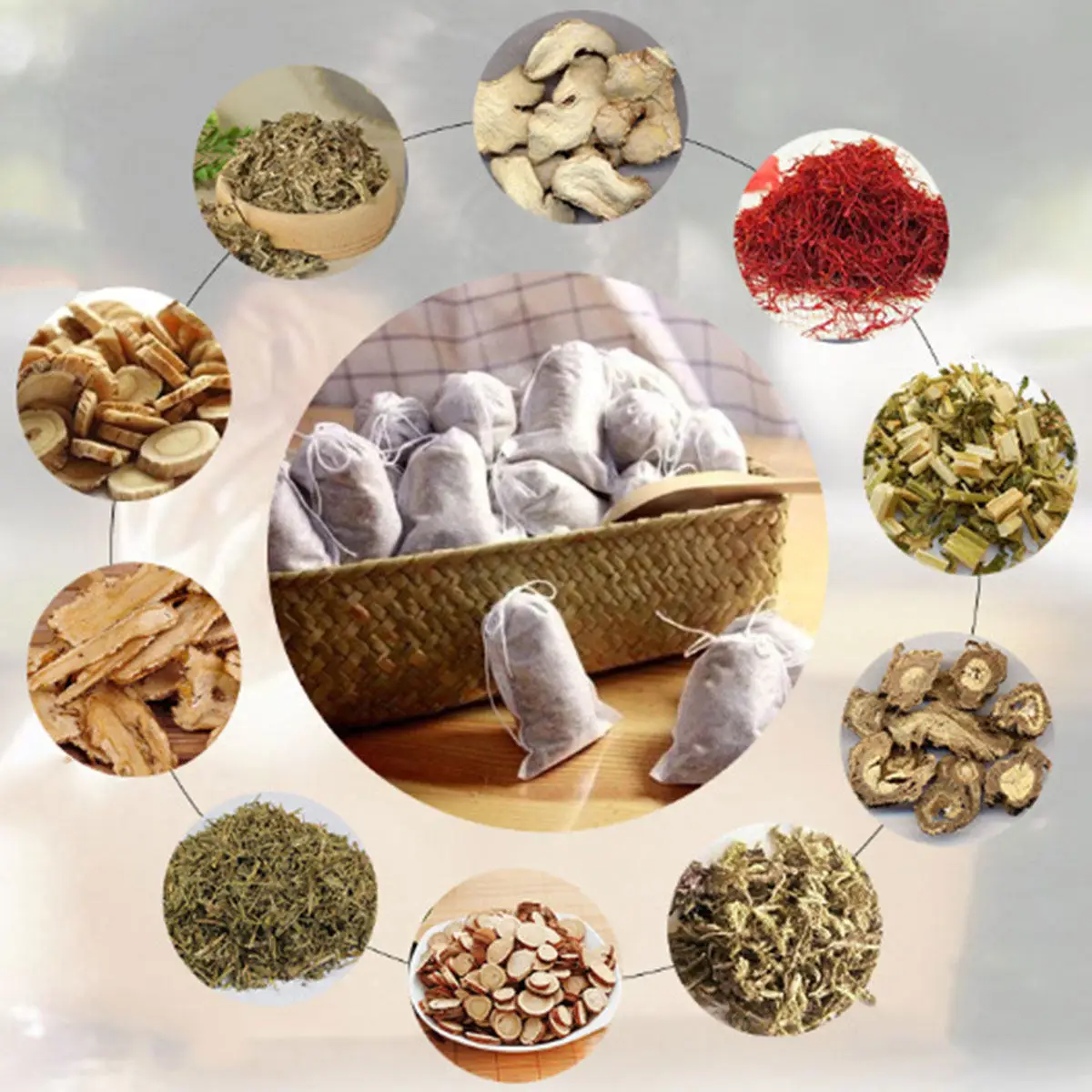 10Pcs Chinese Herbal Medicine Bath Bags Natural Scented Soak for Deep Hydration Wrinkle Reduction Cellulite Relief Stress Relief