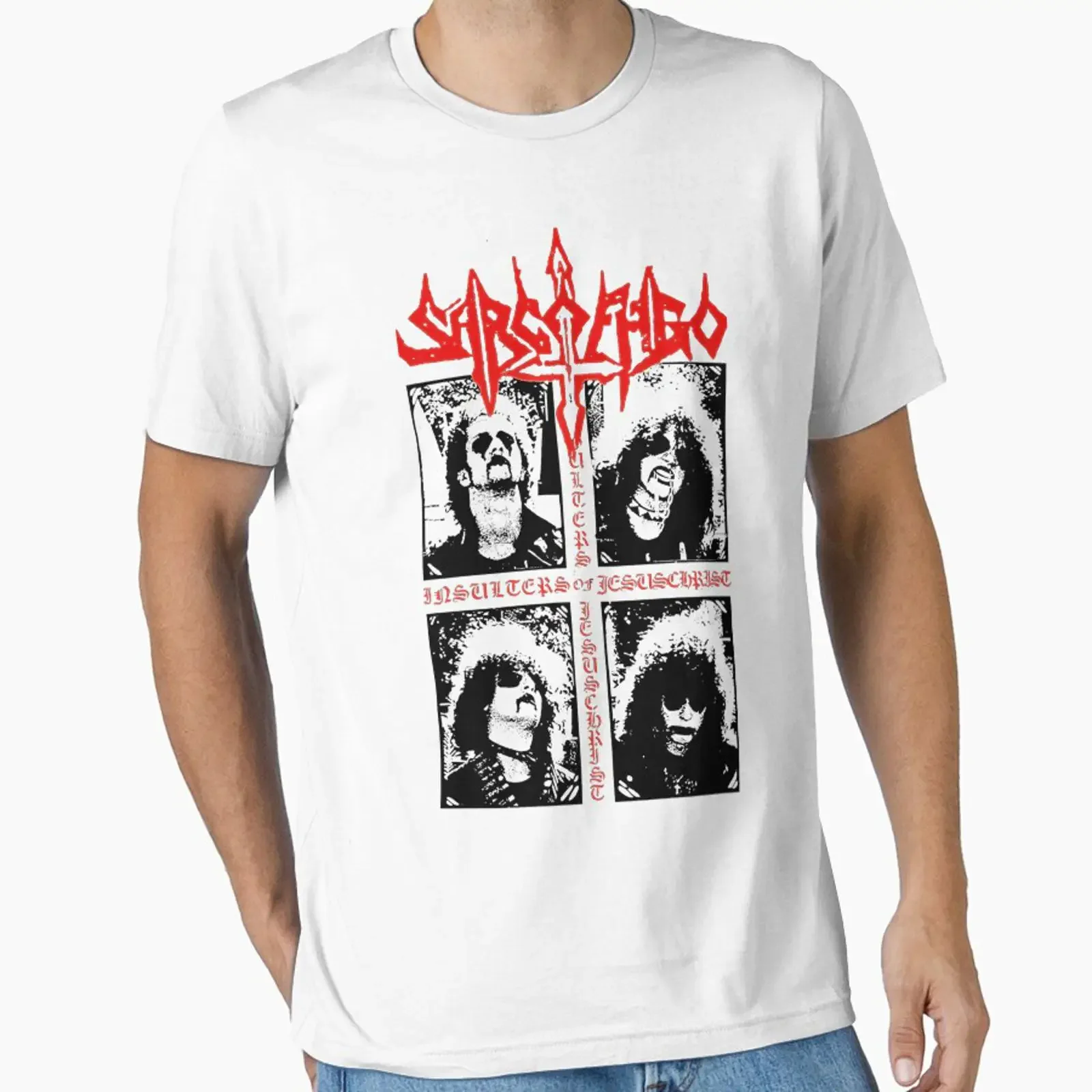 Sarcofago Insulters of Jesus Christ Satanic Lust INRI Beherit Blasphemy Demo diseñado y vendido por morbidmetal vintage Washed