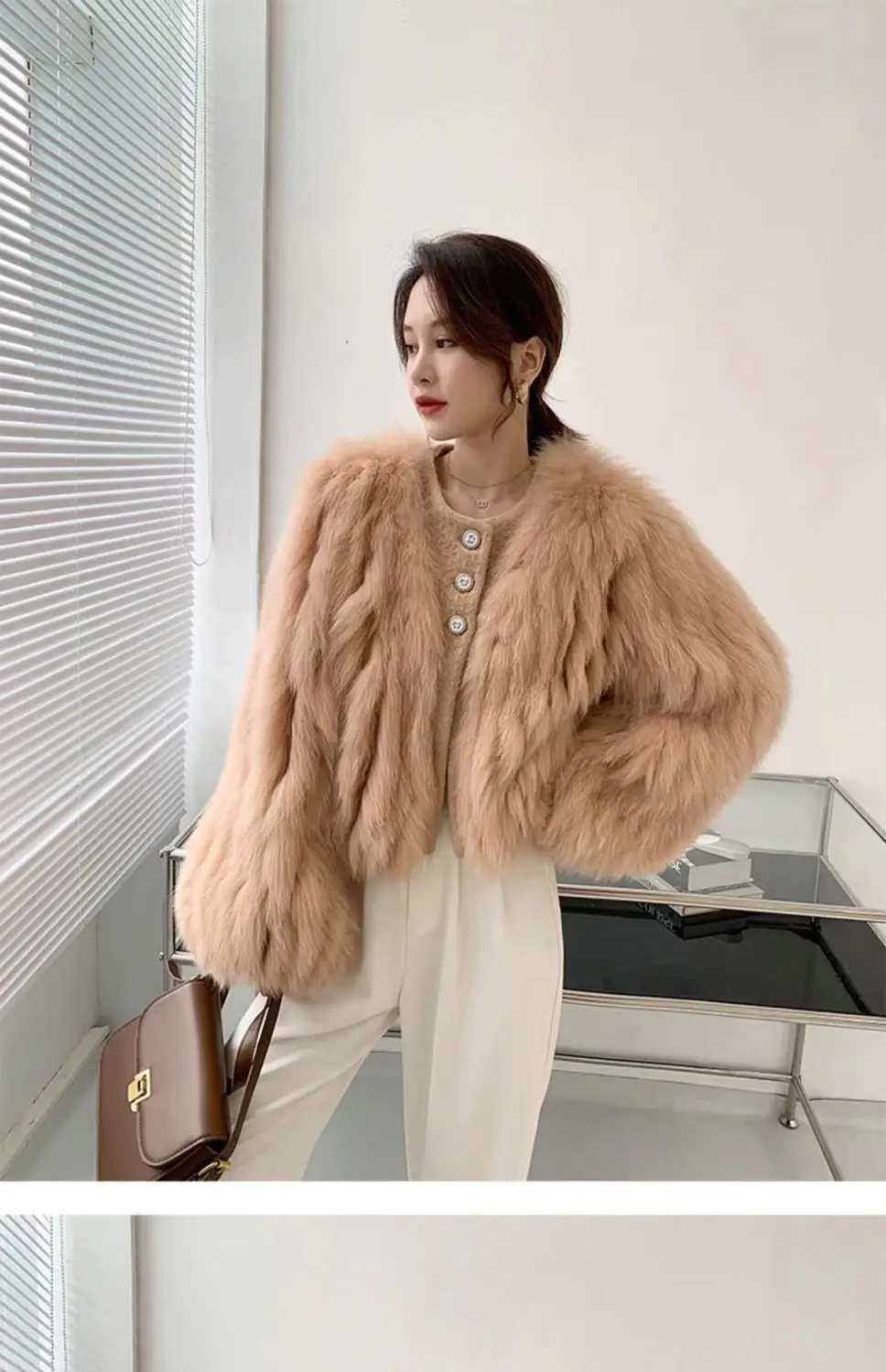 Schicker Damen-Bomberjacke aus Kunstfuchsfell, Herbst/Winter, Nachahmung von Nerzfell, Button-Up, dicke Beflockung, Parka, Strickjacke, pelzige Oberteile