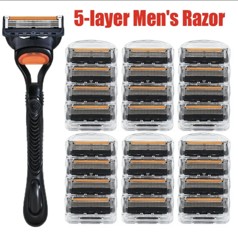 Cuchillas de afeitar de 5 capas, cuchillas de afeitar para hombres, afeitado suave para afeitar la barba, 5 cuchillas, recambios de afeitado para el cuidado de la cara