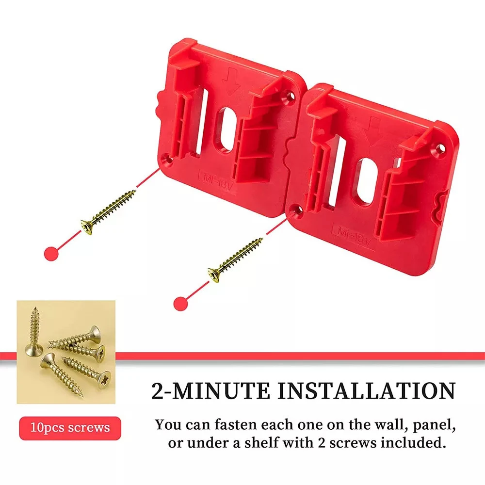 NEW 5PCS Battery Holder for Milwaukee M18 18V Battery Mounts Dock Holder Fit for M18 48-11-1815 48-11-1828 48-11-1850 48-11-1860