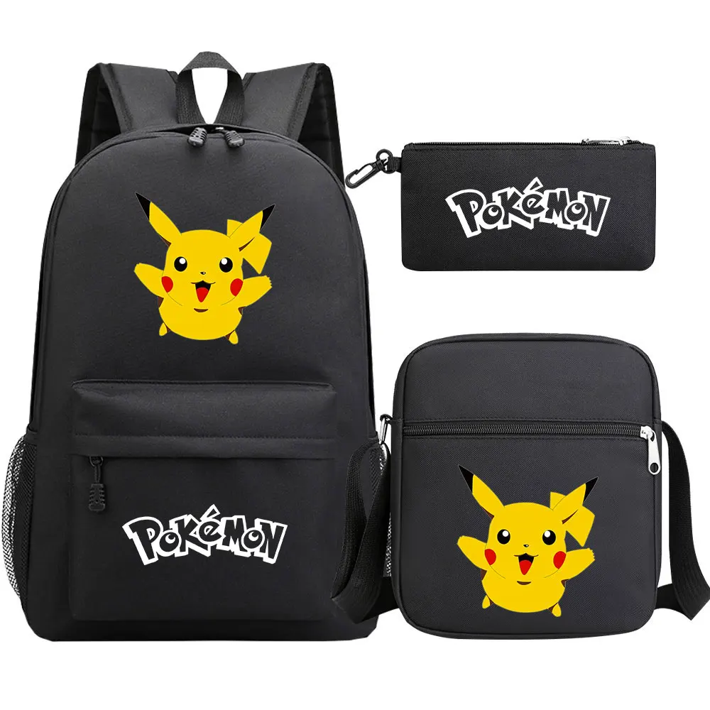 Pokemon Pikachu zaino borse per Laptop 3 pz/set donna uomo Cartoon 3D Cosply Travel Laptop zaino impermeabile per zainetto