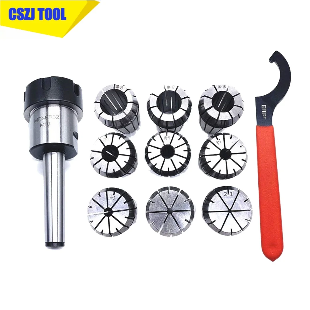 CSZJ ER25 Spring Clamps 9PCS MTA MTB MT2 MT ER25 1PCS ER25 Wrench 1PCS Collet Chuck Morse Holder Cone For CNC Milling Lathe Tool