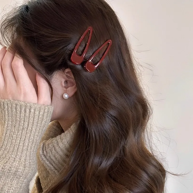 2pcs Set Burgundy Hair Clips - Non-Slip Durable Rectangular Hair Claw Clips, Elegant & Minimalist Hair Accessories for Braids