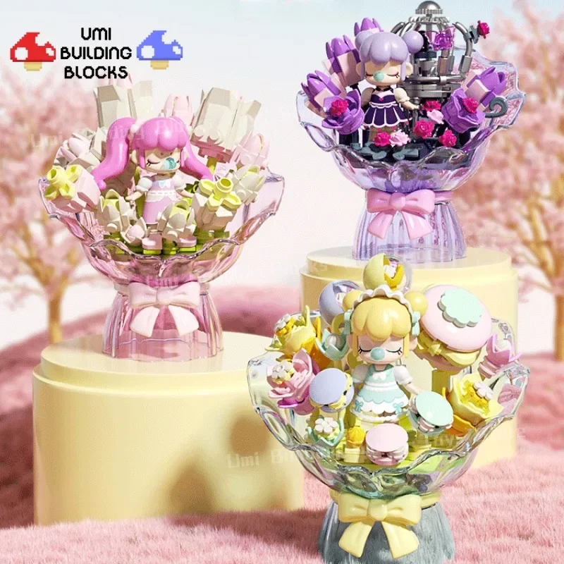 

Nanci Nanxi Building Blocks Mini Bouquet Model Desktop Ornaments Collection Assembly Children's Toys Girls Holiday Gift