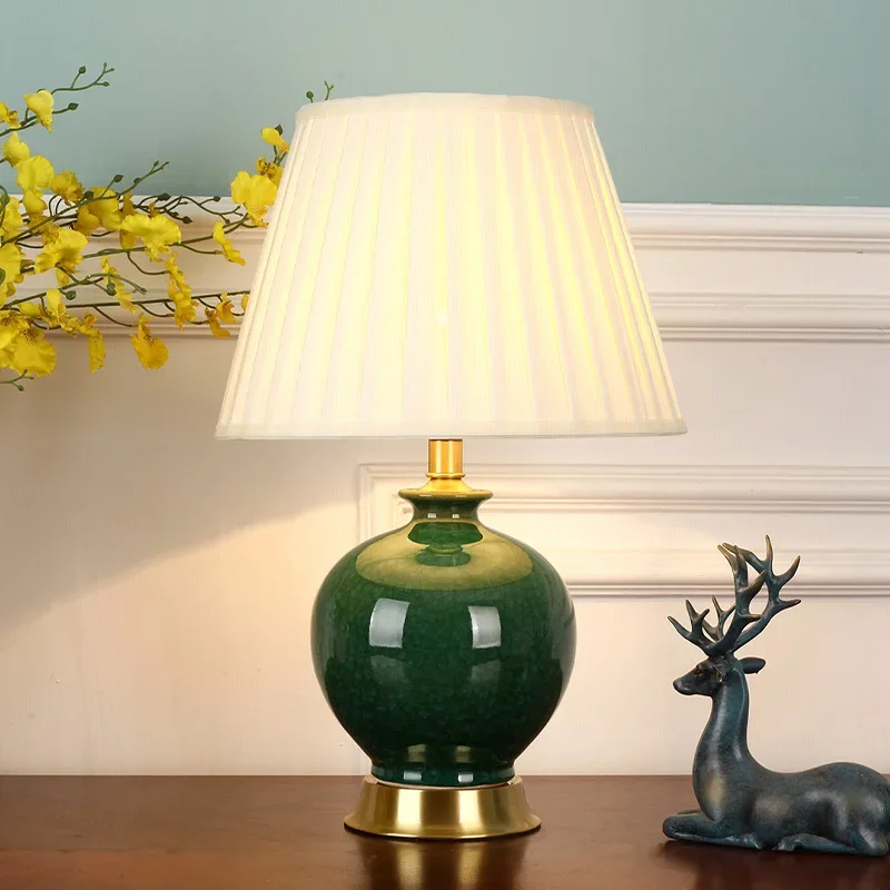 

SANDYHA Modern Ceramic Floor Lamp with Fabric Lampshade Elegant LED Lighting for Bedroom Living Room Study Indoor Home Decor