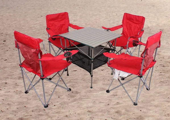

Portable Outdoor Folding Table and Chair Kit Camping BBQ Aluminum Alloy Self-Driving Beach Table and Chair Combination