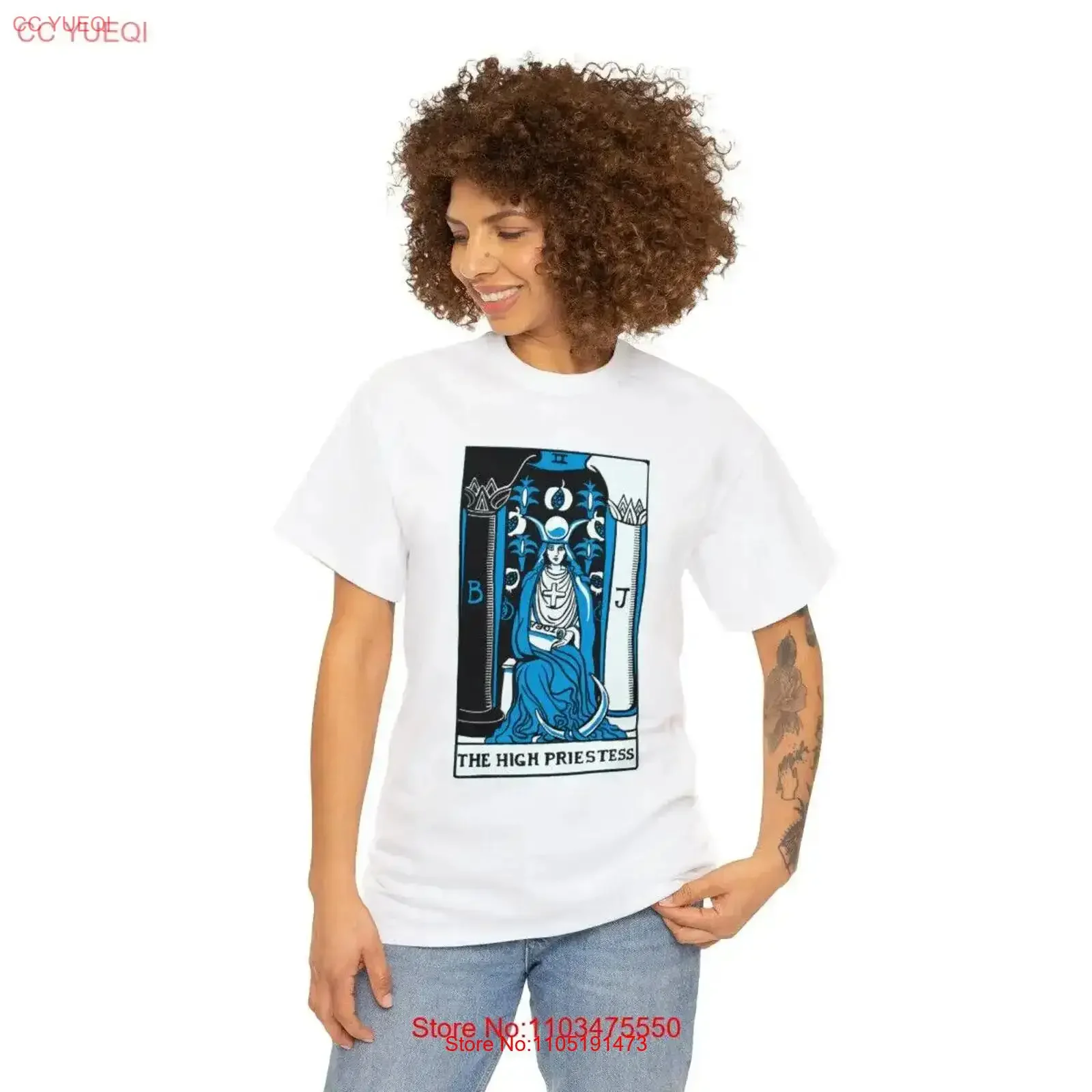 High Priestess Heavy Cotton T Shirt Tarot Card Fortune Reading vintage Washed Comfortable Stretched Breathable