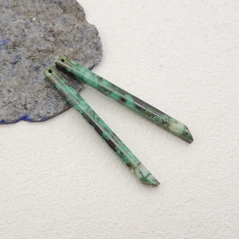 Natural Stone Chrysocolla Long Earring Bead,Handmade Fashion Jewelry Women Earrings Accessories 56x4mm 5g