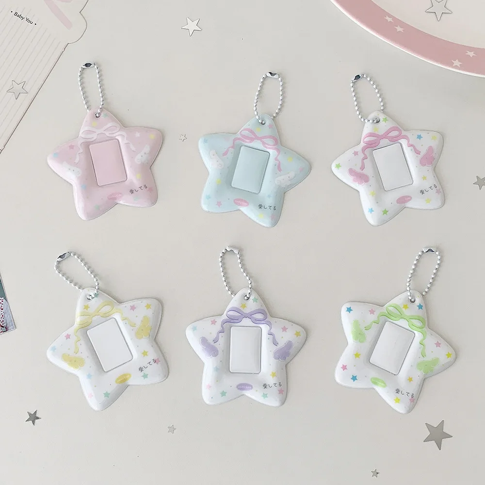 Photo Display Frame Clear Photo Card Holder Keychain Photo Card Keychain Replaceable Star Keychain For Bags Parties Small Cards