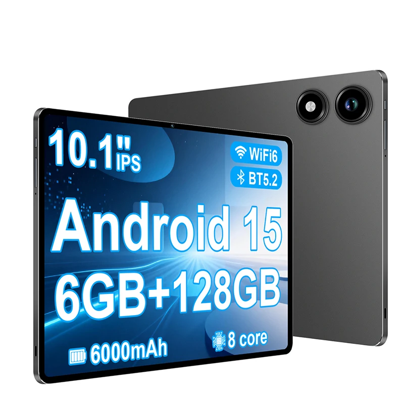 10.1 Inch Android Tablet 6GB+128GB Octa-Core 6000mAh Android 15 Google Play 4G LTE Phone Call 5G WiFi Global Version Tablet PC