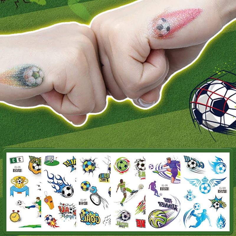 ملصق وشم كاذب للأطفال لكرة القدم وكرة القدم وأكمام للذراع مقاومة للماء للرجال والأطفال والأولاد