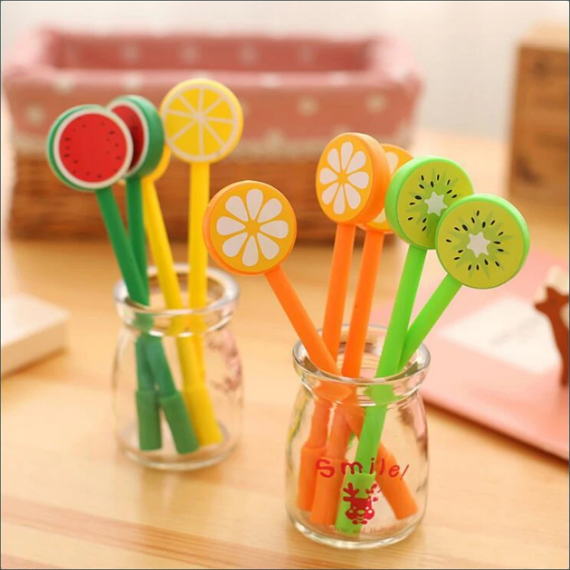 36 Pcs of Fruit Style Neutral Pen Cute Candy Colored Lollipop Creative Water Pen Signature School Supplies Back To School