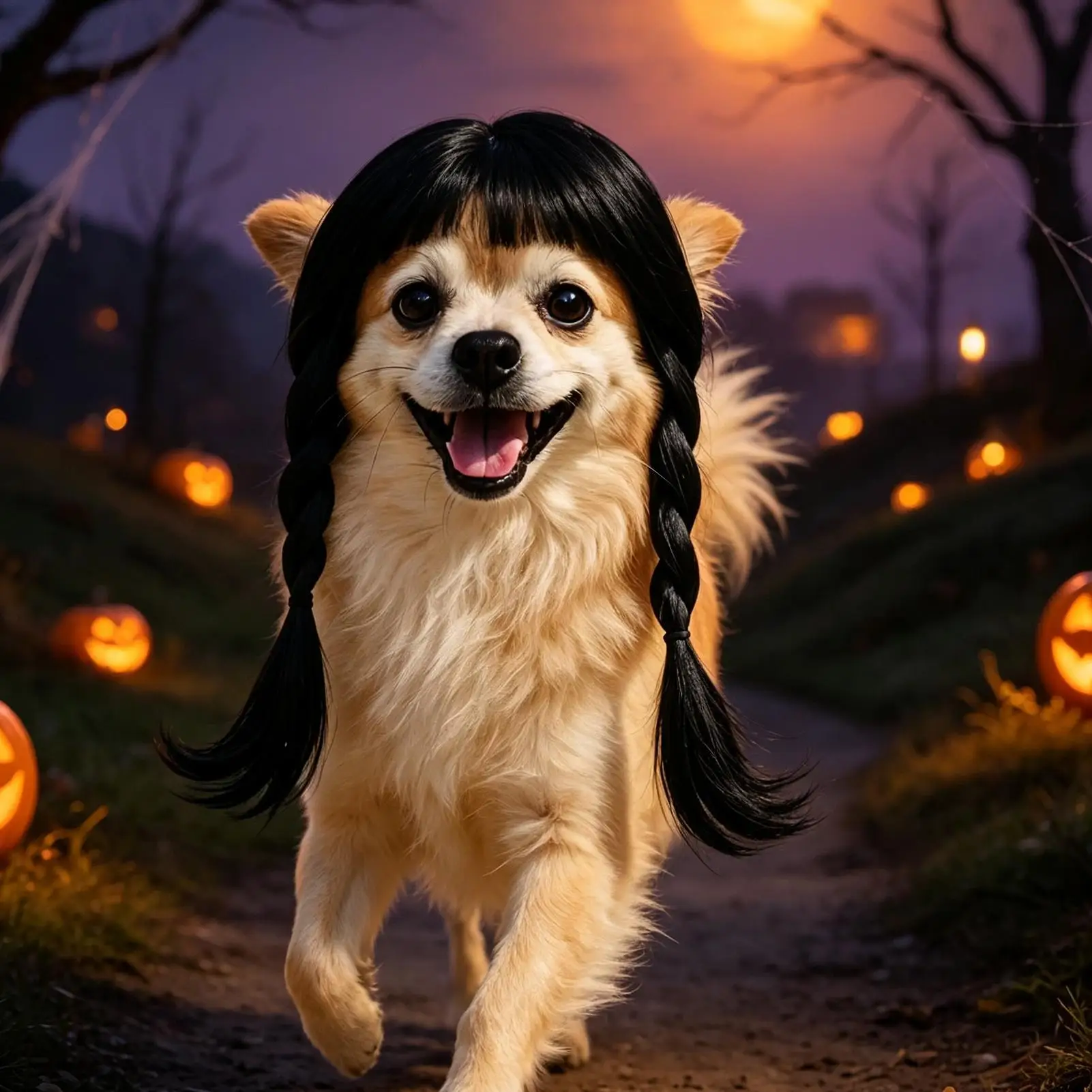 Wig For Dogs 4 Pieces Funny Mesh Lining With Adjustable Straps Funny Dog Wig For Stage Performance Photography Festivals