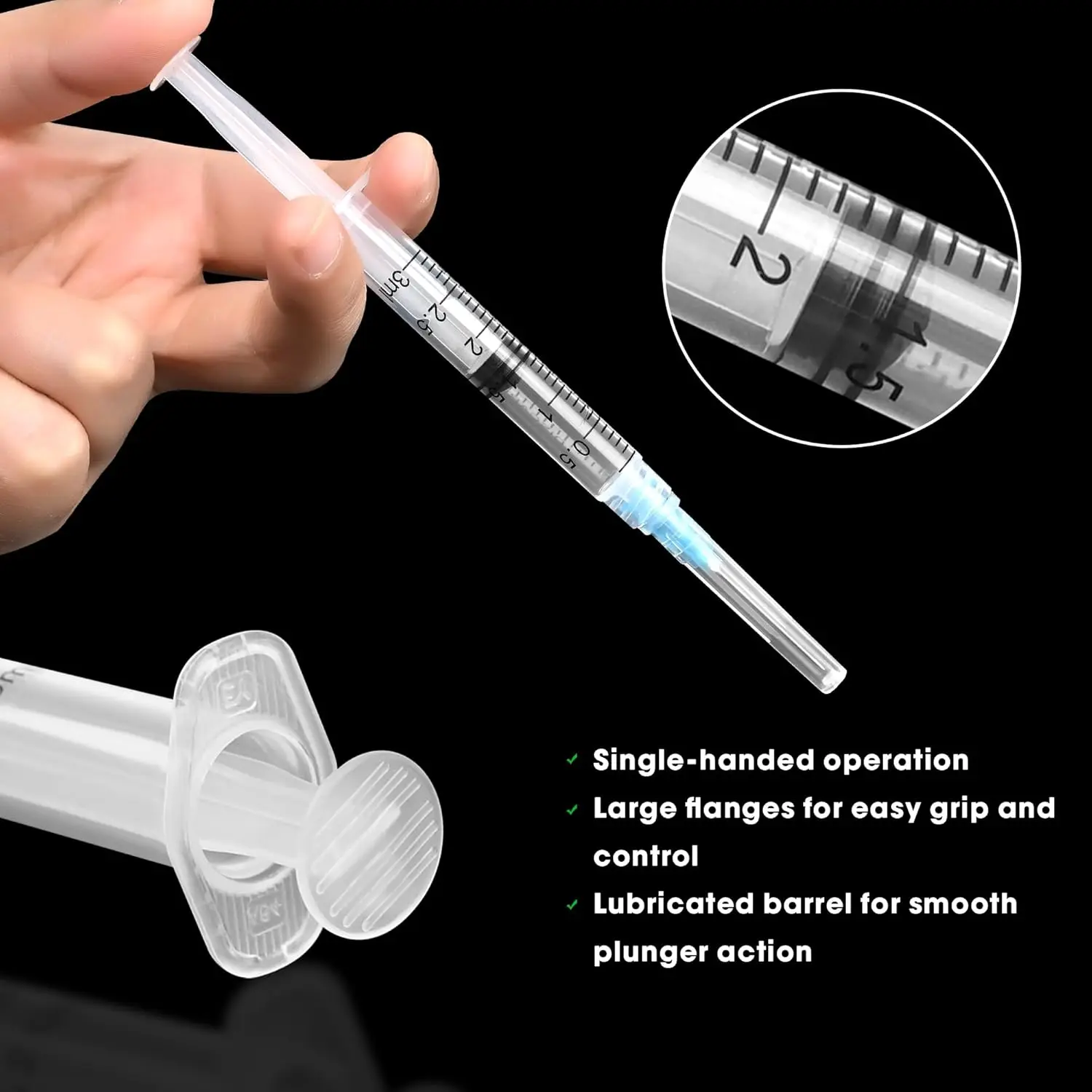 100Pcs 3ml/cc Disposable Luer Lock Lab Syringes with 23G 1Inch Needle , Individually Sealed Packed for Pet Farm Animal