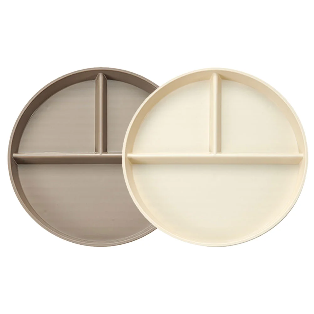 2 Pcs Fat-reduced Dinner Plate Divided Dining Plates for Kitchen Compartment Reusable Tray Flatware