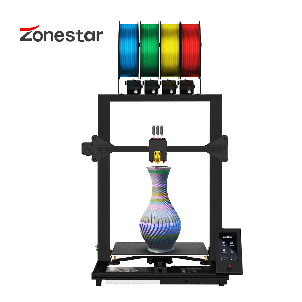 ZONESTAR New Upgrade 4 Extruder 4-IN-1-OUT Mix Multi Color Large Size High Precision Resolution 3D Printer DIY Kit Z8PM4Pro MK2