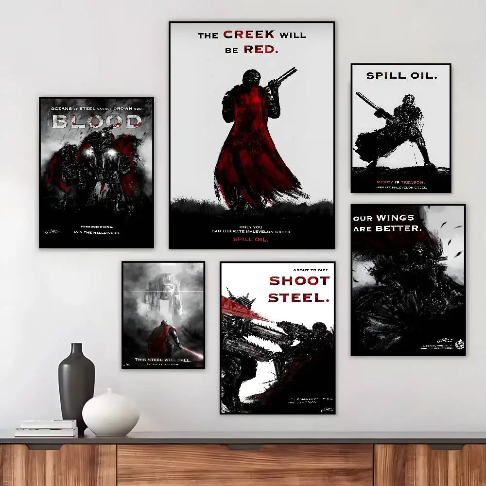 Game Movie Helldivers II Poster Art Canvas HD Aesthetic Printing Paper Wall Art for Living Room Bar Fashion Home Decor