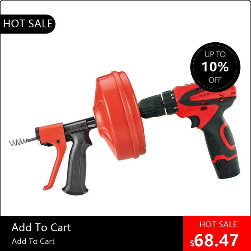 

818003 Электрическая ручная машина для выемки унитаза, аккумуляторная дрель 12,6-40 мм, очиститель труб, машина для очистки канализации, 7,6 м Вт