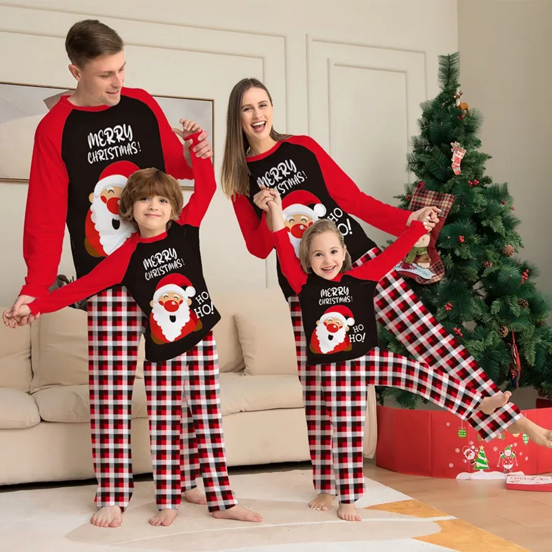 Autumn And Winter Family Pyjamas Set Christmas Pyjamas Monogrammed Top And Plaid Pants Jammies