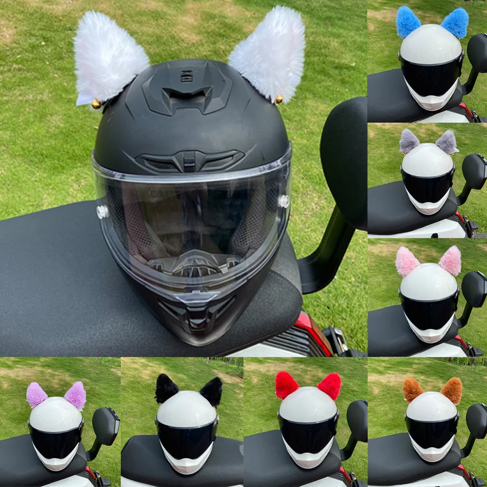 

2 шт., мотоциклетный шлем, плюшевые наклейки с кошачьими ушками, украшение, шлем для мотокросса, косплей, плюшевый анфас, внедорожный шлем, декор