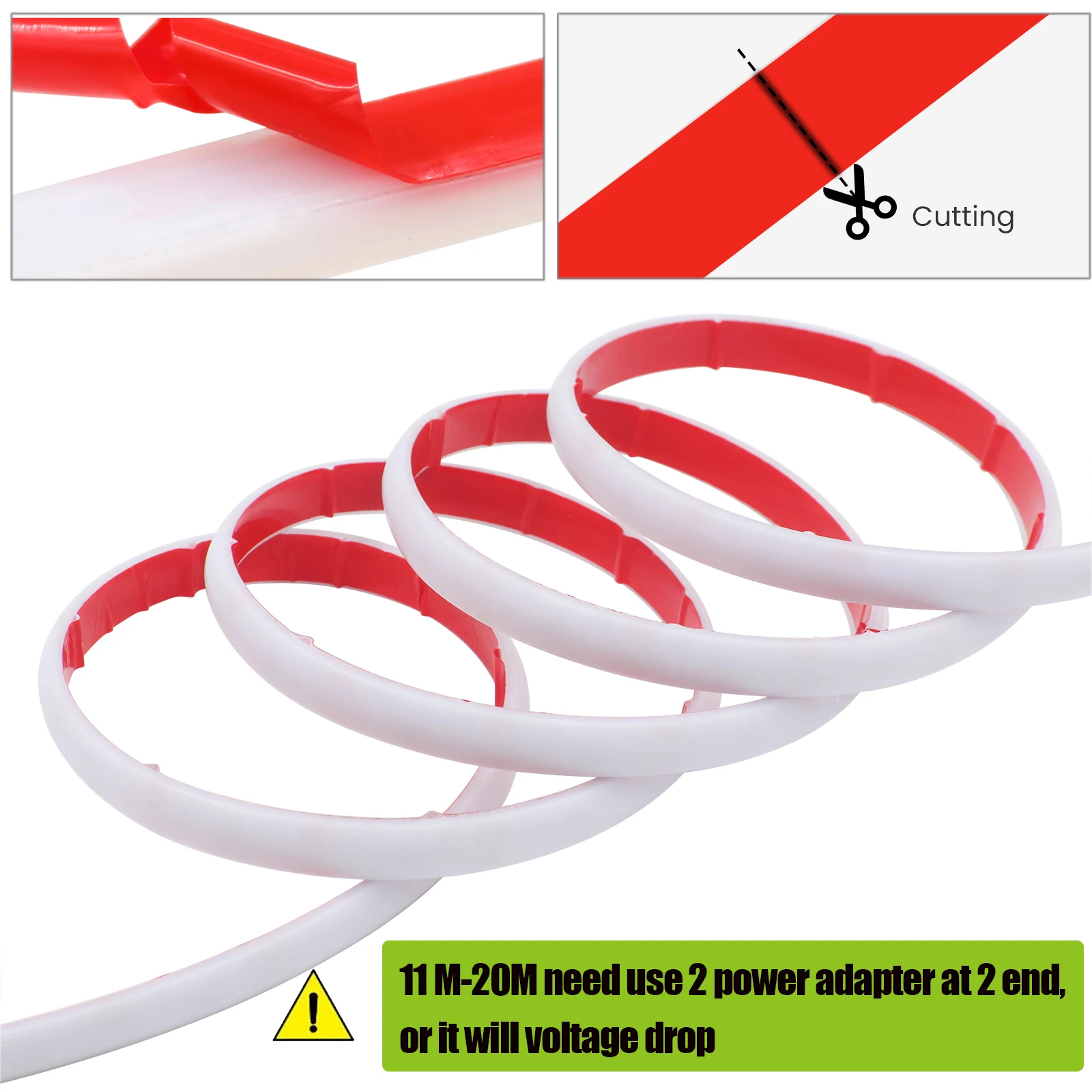 Imagem -04 - Impermeável Cob Led Strip Lights Corda de Fita Flexível Luz de Néon Vermelho Gelo Azul Verde Branco Rosa Amarelo 24v Ip68 1m 10m 20m