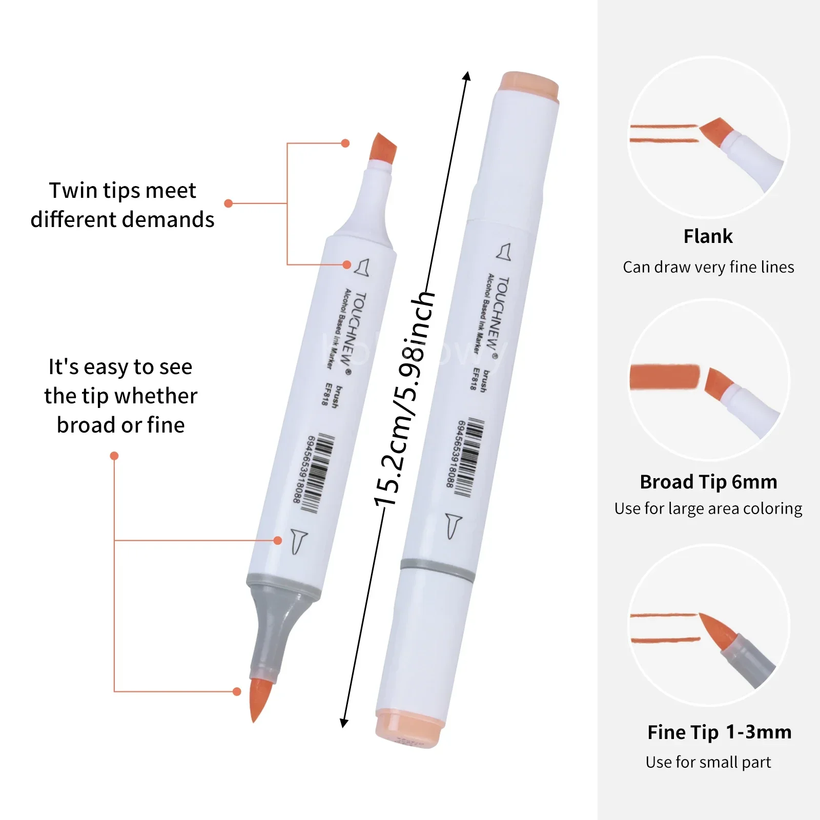 TOUCHNEW Alcohol Markers Soft Brush Tip, Brush Markers,Dual Tip Brush&Chisel Art Markers Set for Adult Artists Drawing Coloring image 2