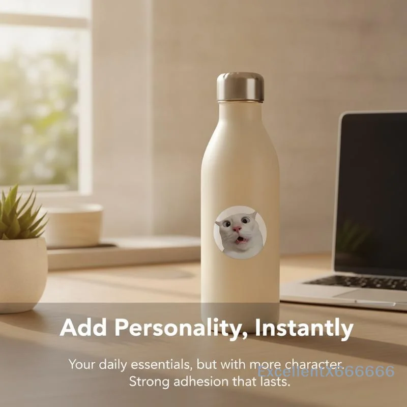 Funny Cat Meme Round Stickers Roll Cute Pet Expression Sealing Label DIY Gift Box Scrapbook Decor Reward Stickers