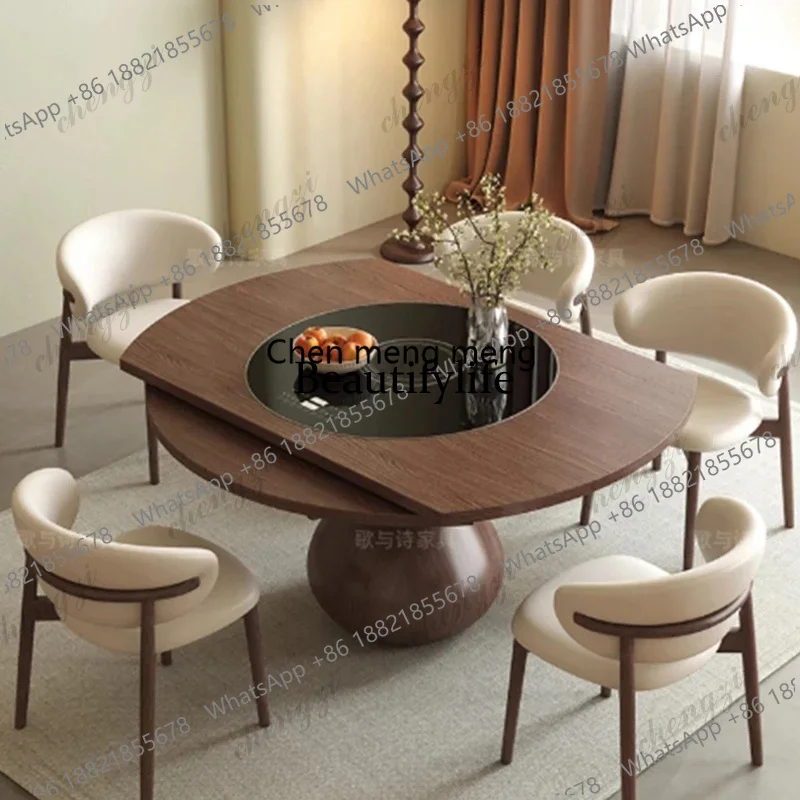 

C5556 Coffee Wood Dining Table Round Restaurant Nordic Outdoor Center Dining Table Luxury Lounge Mid Century Muebles Garden Furn