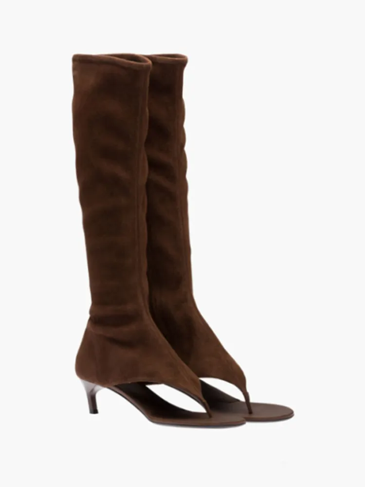 Ladies' Spring and Summer New Slim Heel Pinch Toe Knee Length Cool Boots, Fashionable Side Zipper Mid Length Women's Boots image 2