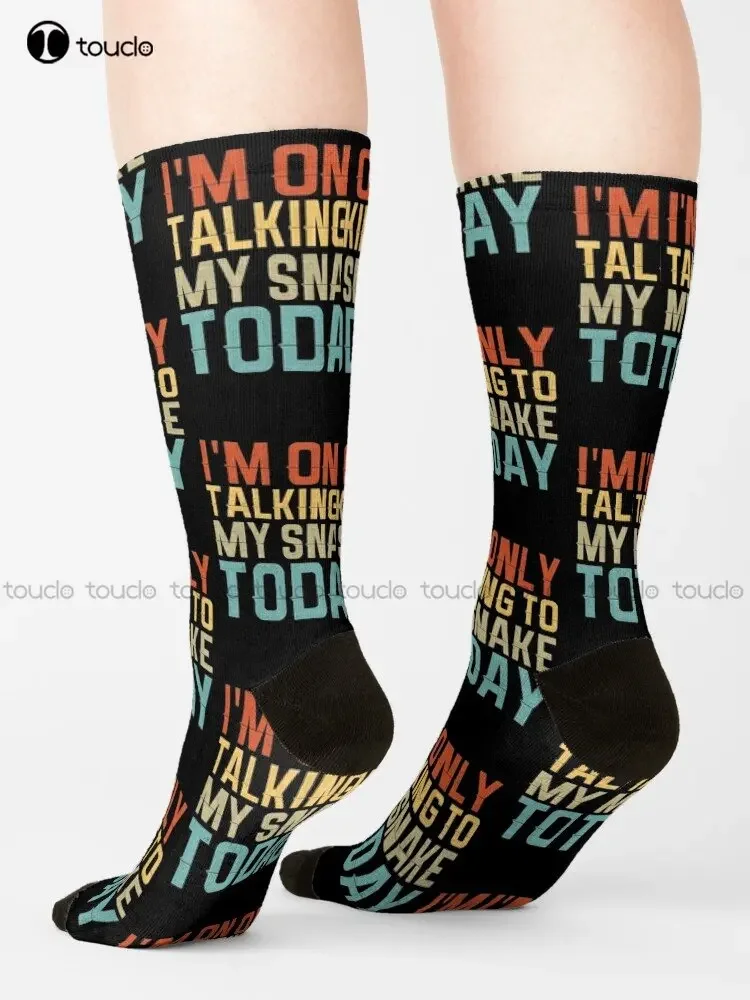 I'M Only Talking To My Snake Today Funny Gift Idea For Snake Lovers Socks Mens Athletic Socks Street Skateboard Socks Funny Art