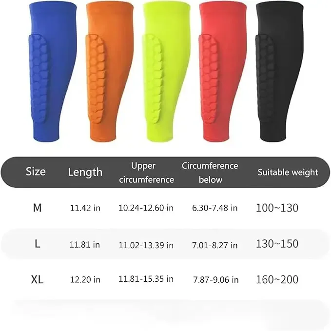 واقي ساق كرة القدم، أكمام واقية للساق، معدات كرة قدم واقية خفيفة الوزن مع أكمام مضغوطة ومنصات على شكل قرص العسل #6