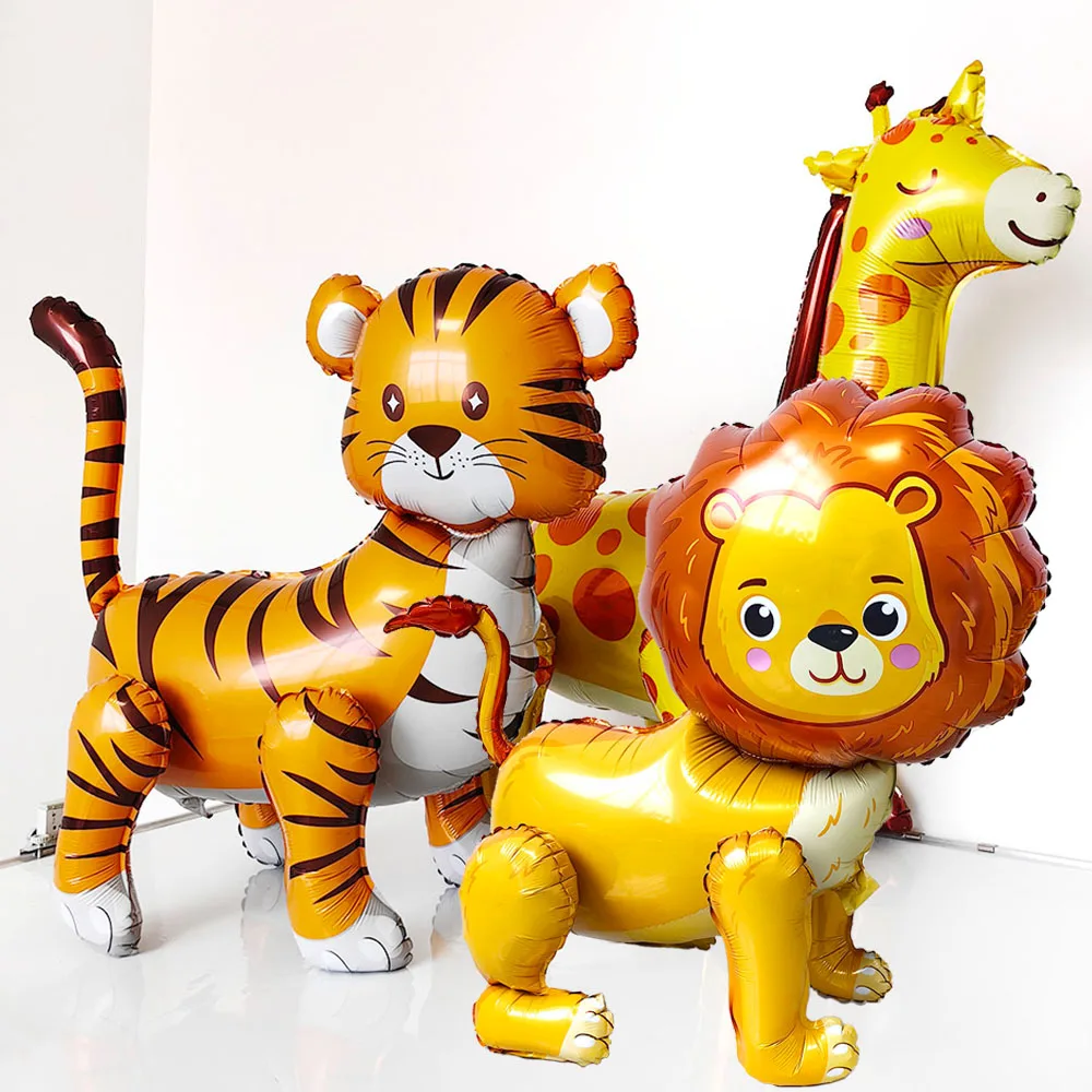 Dschungeltier-Luftballons, riesiges Tier, stehbarer Folienballon, Löwe, Tiger, Giraffe, Elefant, Babyparty, Dschungel, Safari, Partyzubehör – Detail 1