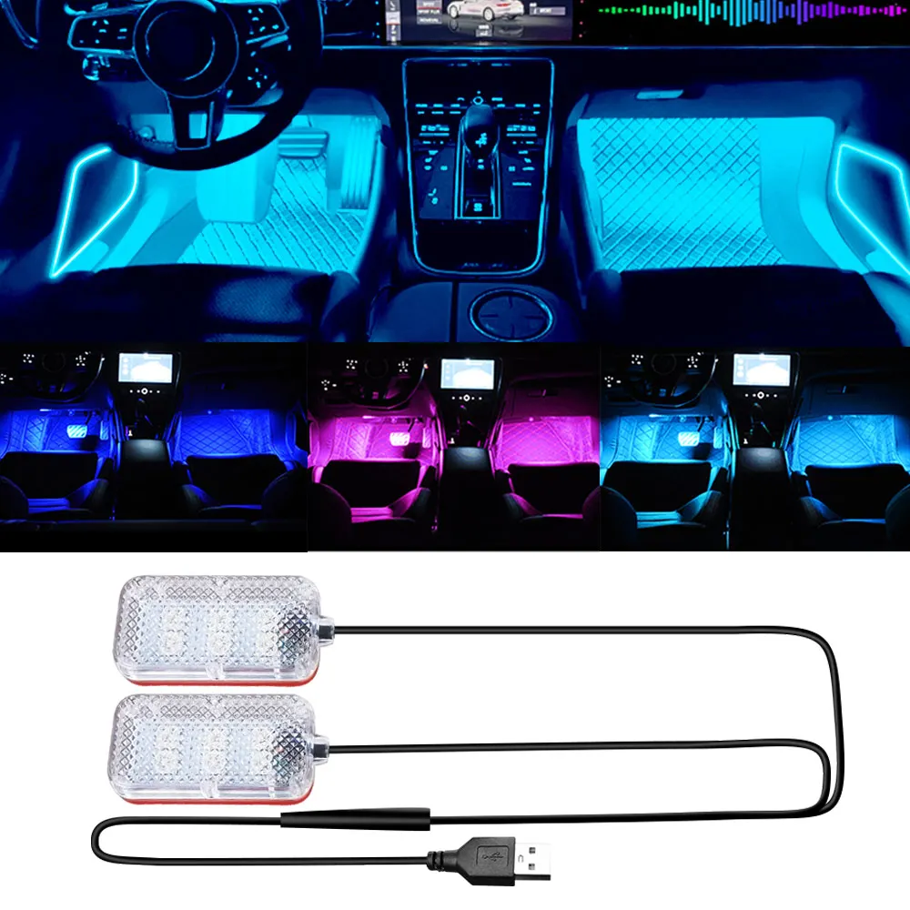 

2/4 IN 1 Atmosphere Ambient Lamp LED Car Interior Ambient Foot Strip Light Kit 5V/12V Auto RGB Decorative Light Kit