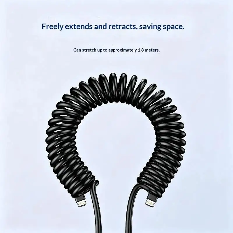 90 Degree 120W 6A Fast Charging Retractable Coiled USB Type C Cable Data Sync Cord for Gaming Phone Car Accessories