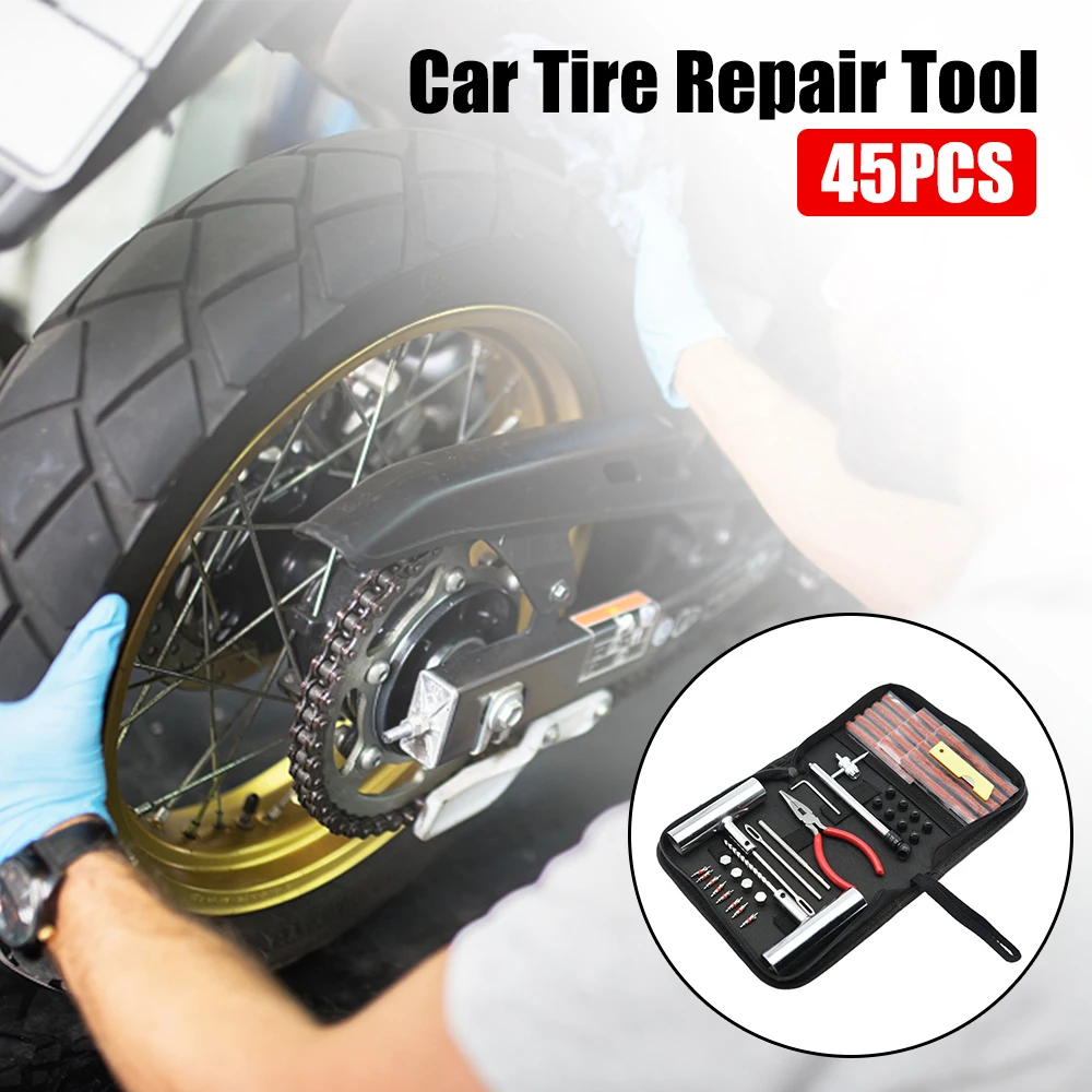

Auto Bike Tire Repair Puncture Plug Set Car Tire Repair Tool 45 PCS Studding Tool Set Motorcycle Car Accessories Tyre Repair Kit