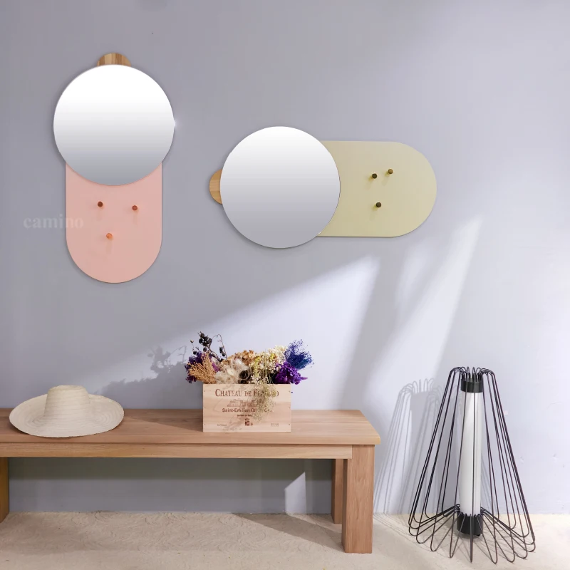 Wall Decoration Portable Mirror Small Golden Art Large Dressing Vanity Acrylic Adhesive Flexible Korean Interior Vintage Round