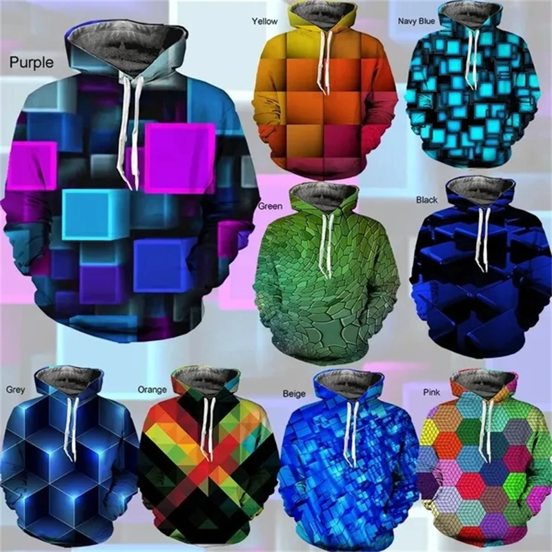 New Fashion Fun Cool 3D Printed Abstract Square Men And Women 3D Hoodie Casual Fashion Long Sleeve Hoodies Y2k Sweatshirt Top