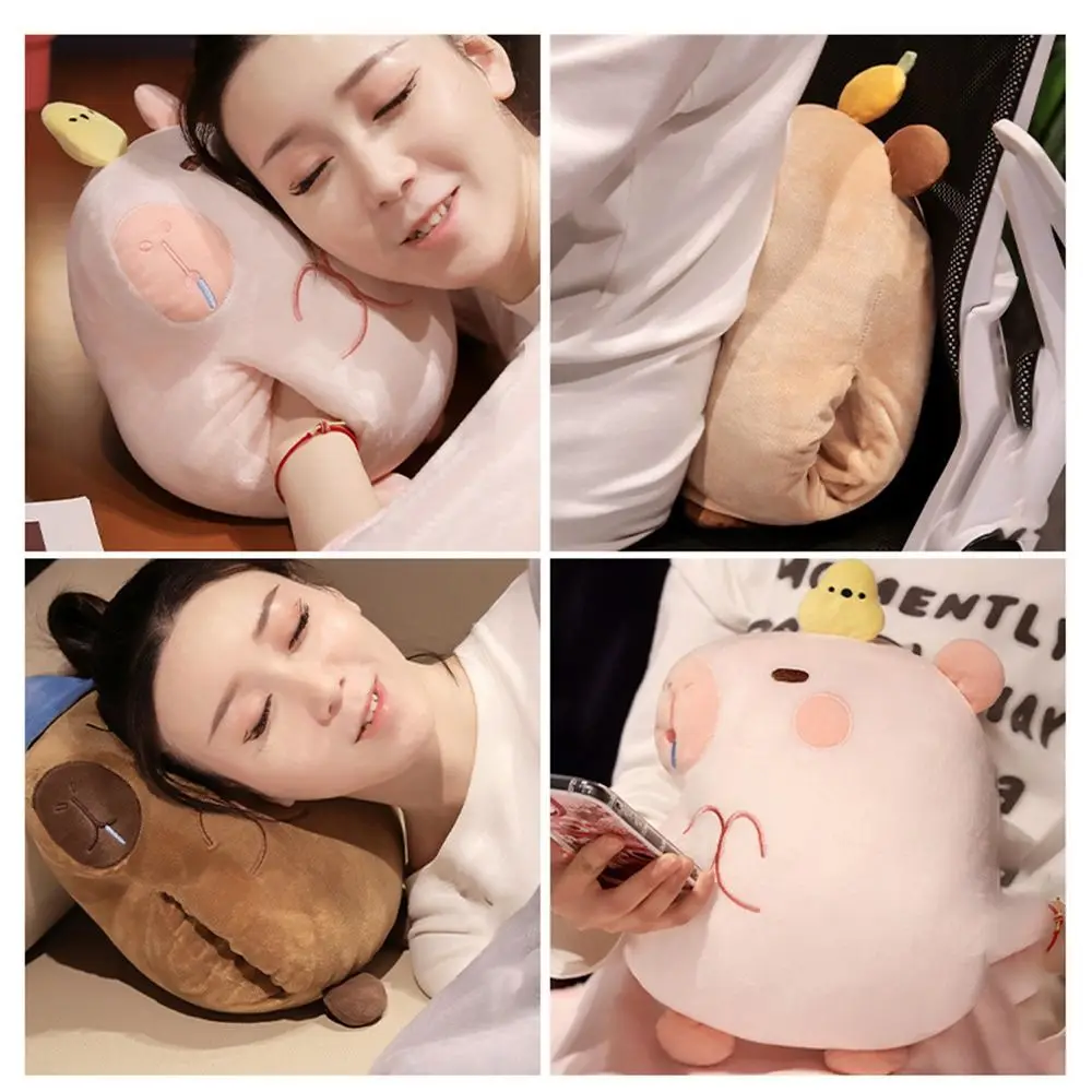 Plush Capybara Hot Water Bottle Cover Cartoon Stuffed Soll Capybara Doll Pillow Winter Warm with Quilt Capybara Plush Toy