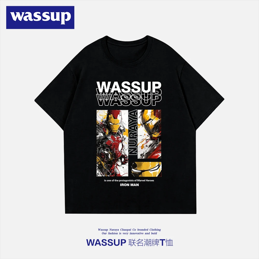 2026 Camiseta informal con estampado de Iron Man de Los Vengadores, camisetas de moda de Marvel para primavera/verano para hombres y mujeres