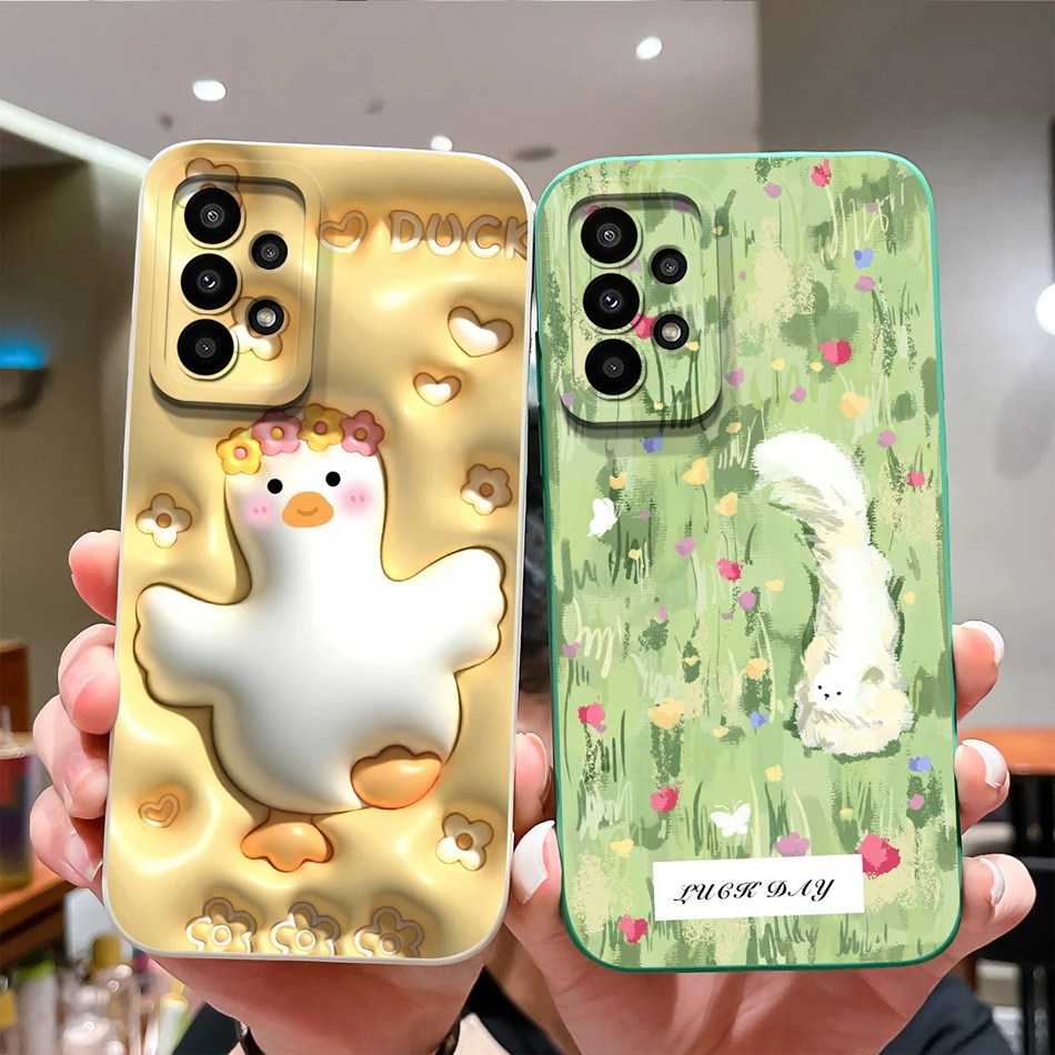 For Samsung Galaxy A23 5G Case Cute Design Soft Liquid Silicone Back Cover For Samsung A 23 Full Protection Phone Housing Fundas