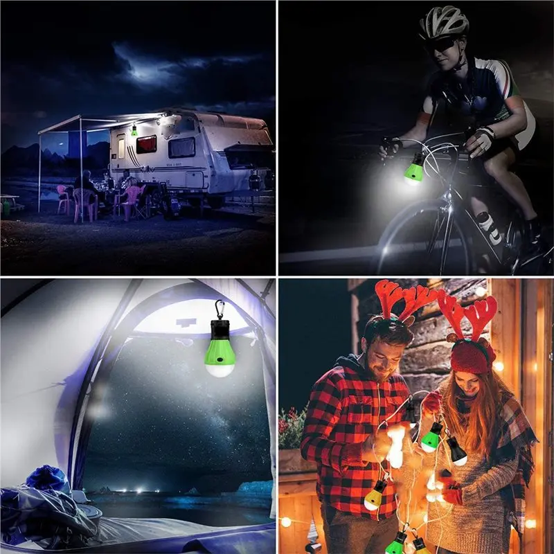 【LIMITED STOCK】Ideal For Hiking, Fishing Parties- LED Camping Lantern, Super Bright Outdoor Waterproof Light With Hook, 4-Pack