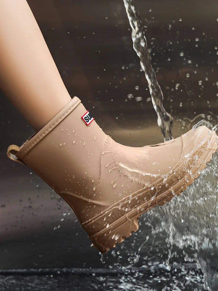 Water Boots for Woman for Rain Rubber Shoes Waterproof Galoshes Garden Working Fishing Ankle Chunky Rainboots Kitchen Shoes2023