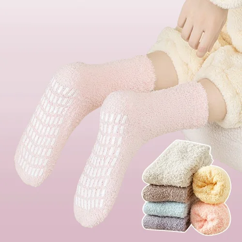 3/6 Pairs Women's Mid-tube Socks Autumn And Winter Plus Fleece Thick Warm Sleeping Socks Ladies Winter Loose Confinement Socks