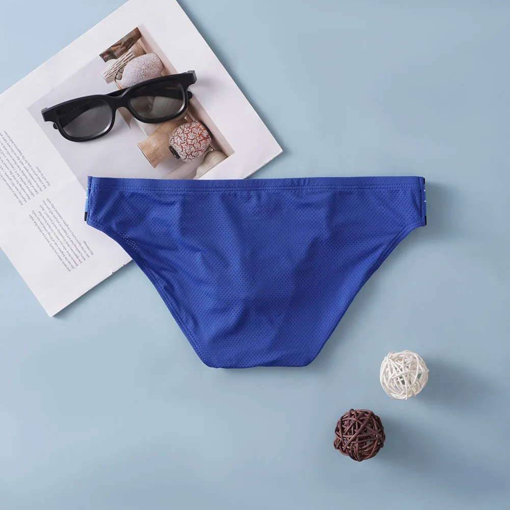 

Мужские трусы из ледяного шелка с сетчатыми вставками, дышащие, с низкой посадкой, сексуальное нижнее белье, спортивные трусы с высоким вырезом, экстремальные мужские трусики