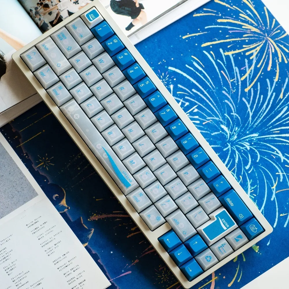 

LeleLab Kamakura Aoi Theme Keycap Set 131keys ABS Custom Translucent Keyboard Cap Cherry Profile KeyCap for Mechanical Keyboard