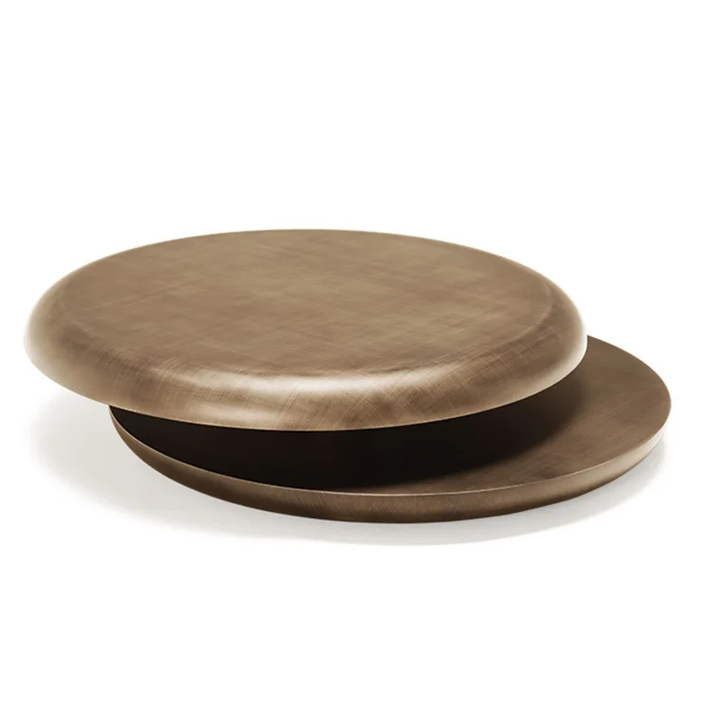 

Italian light luxury round coffee table villa living room household stainless steel rotating coffee table