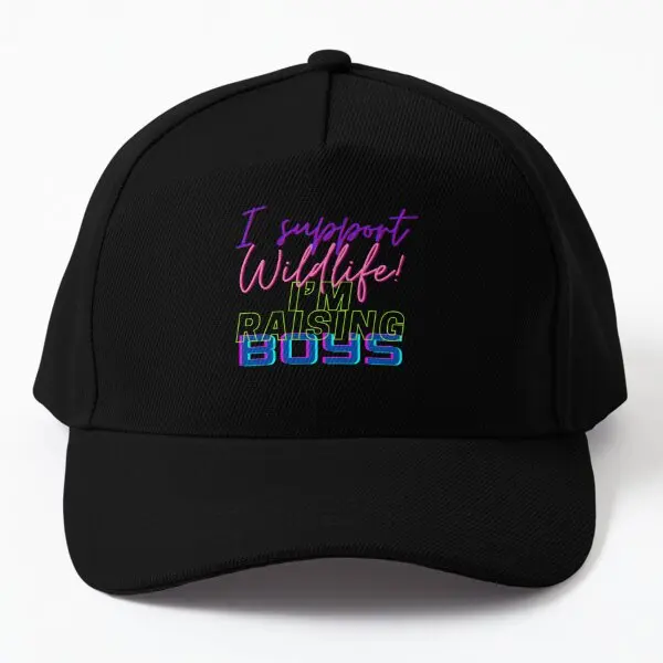 

I Support Wildlife I Am Raising Boys Baseball Cap Hat Spring Casual Mens Women Black Czapka Bonnet Printed Boys Solid Color