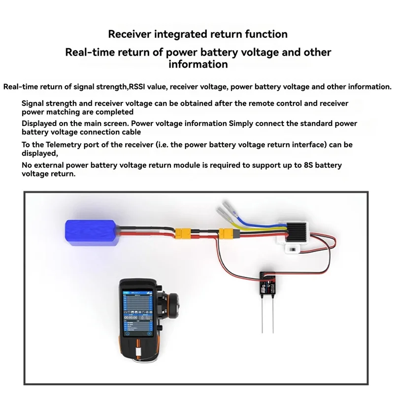 ABKI-Radiolink R8FG 8 Channle 2.4G Gyro RC Receiver Voltage Return 600 Meters Long Range RX Forcar Boat RC8X RC6GS RC4GS T8S T8F view 3